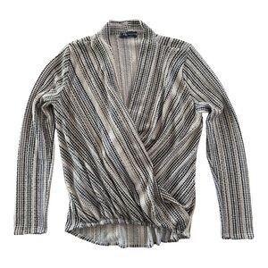 KLd, faux wrap sweater Sz Sm